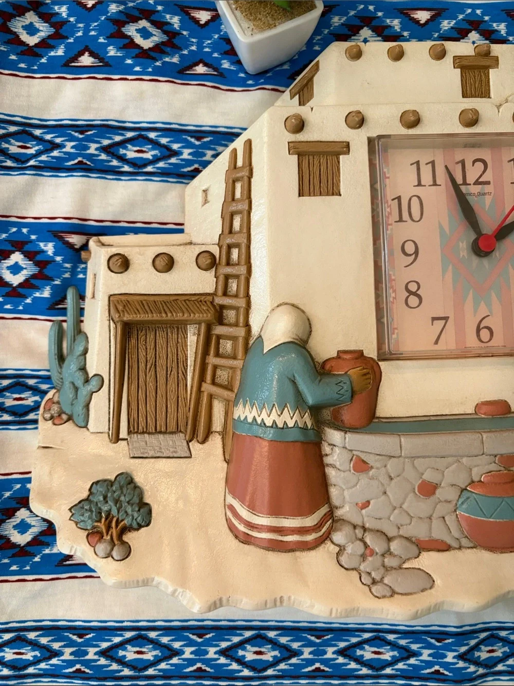 Homco Burwood Products Southwestern  Santa Fe Taos style Wall Clock MCM  kitschy